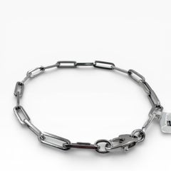 14k White Gold Paper Clip Bracelet, 7 Inch, Unisex, New Design