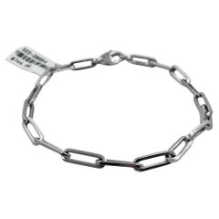 14k White Gold Paper Clip Bracelet, 7 Inch, Unisex, New Design