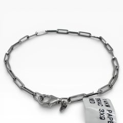 14k White Gold Paper Clip Bracelet, 7.25 Inches, Unisex, New