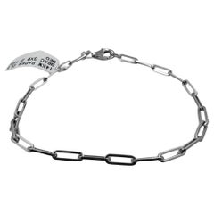 14k White Gold Paper Clip Bracelet, 7.25 Inches, Unisex, New