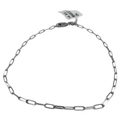 14k White Gold Paper Clip Bracelet, Unisex, 7.25 Inches, New