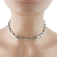 14K White Gold Paperclip Chain Necklace