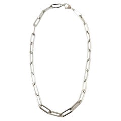Vintage 14K White Gold Paperclip Chain Necklace