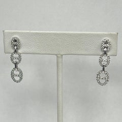 14K White Gold Paperclip Diamond Dangle Earrings