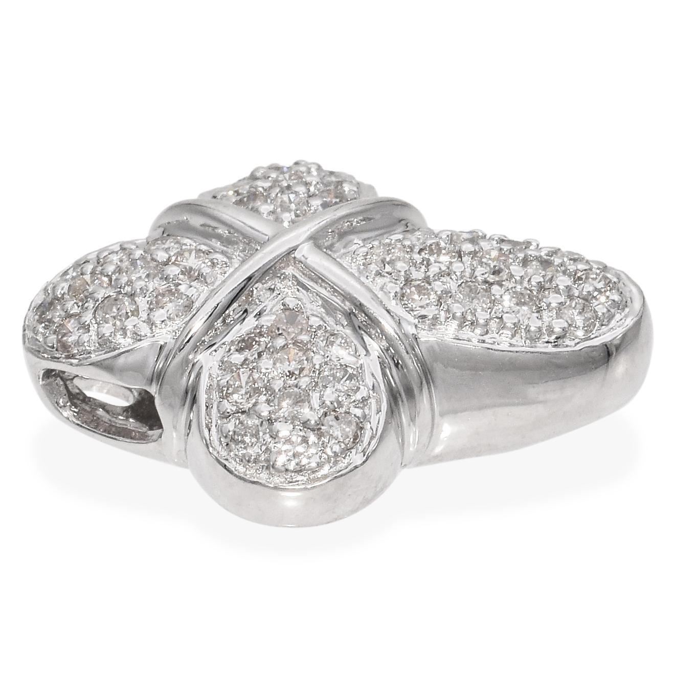 Contemporain Pendentif en or blanc 14K Pavé 0.69 TCW Diamond Cross Slider en vente