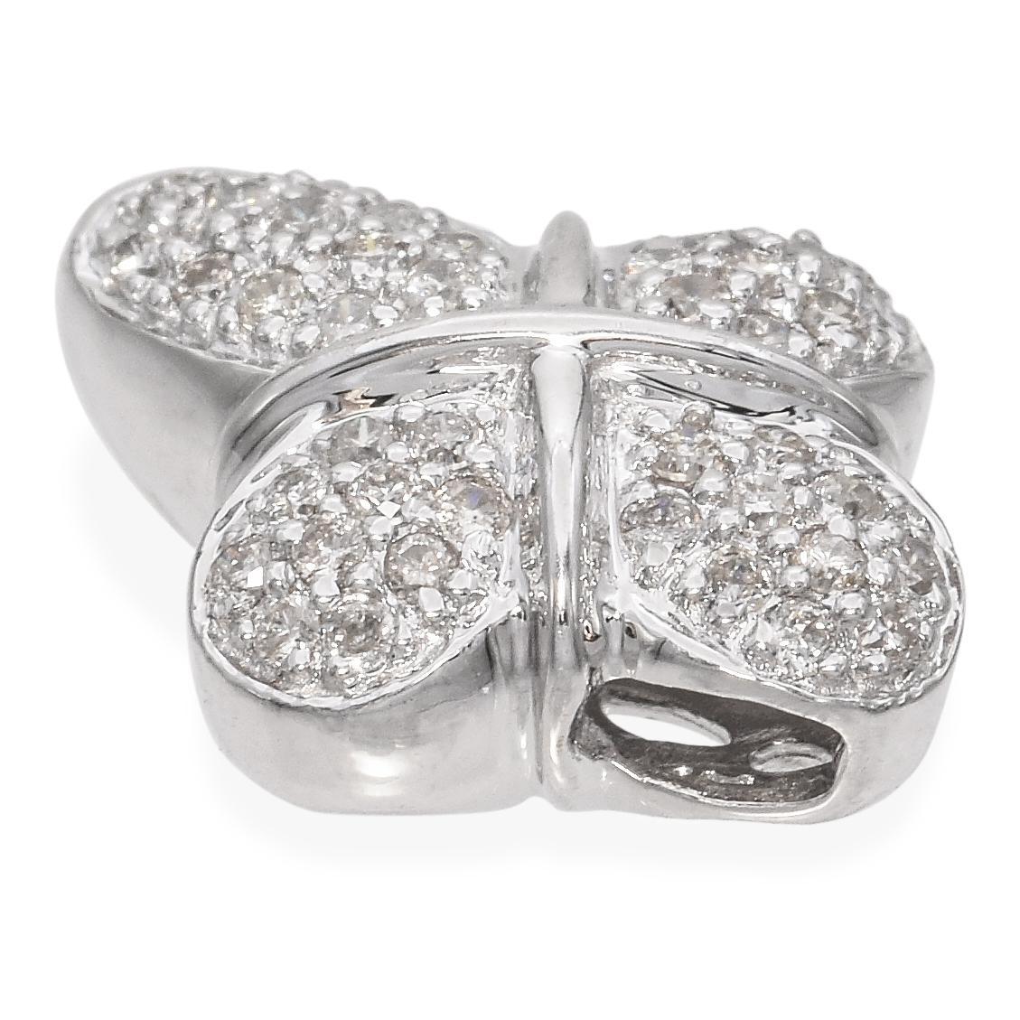 Taille ronde Pendentif en or blanc 14K Pavé 0.69 TCW Diamond Cross Slider en vente