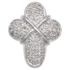 14K White Gold Pavé 0.69 TCW Diamond Cross Slider Pendant