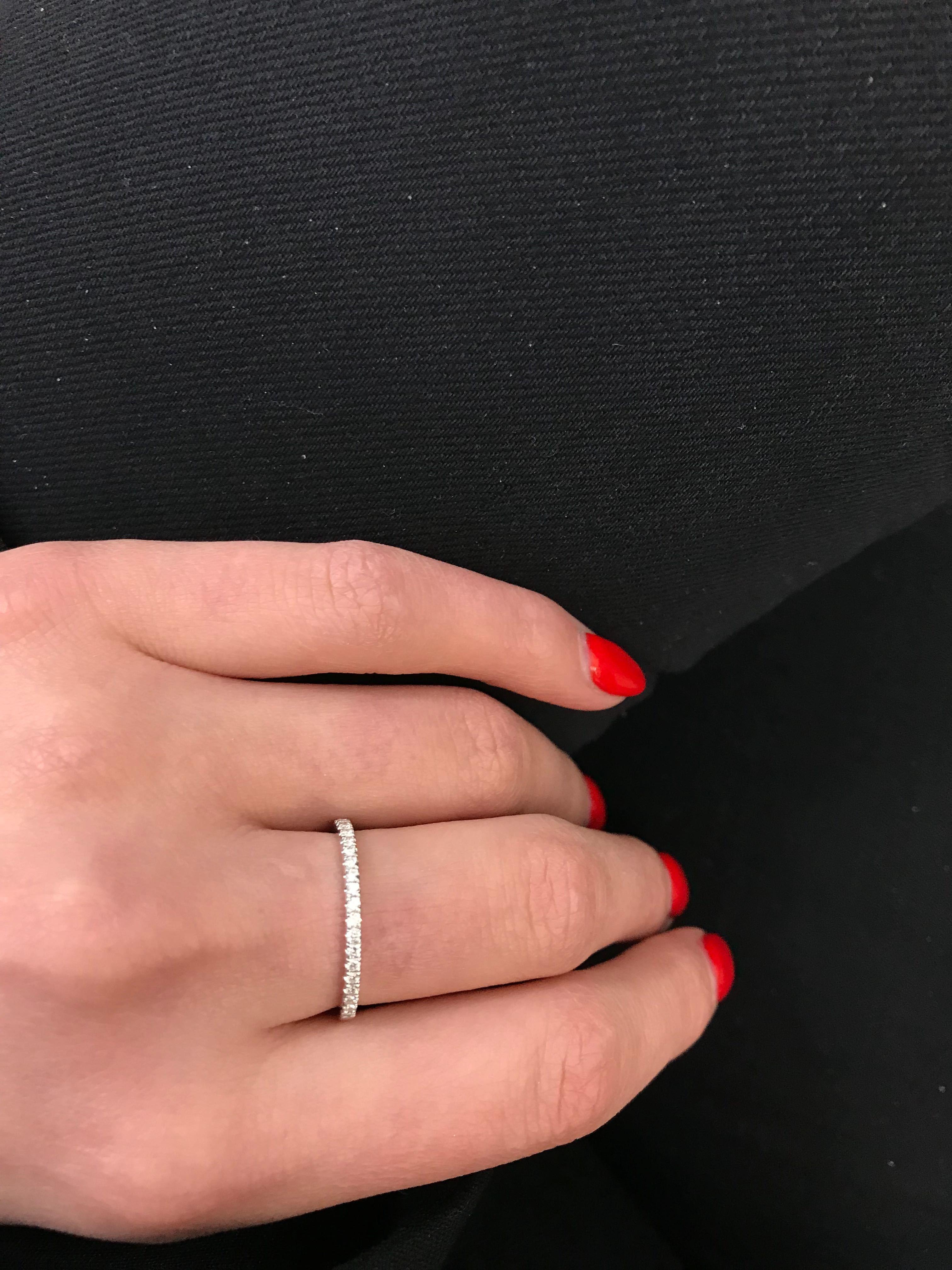 Modern 14 Karat White Gold Pave Diamond 0.18 Carat Ladies Band Ring