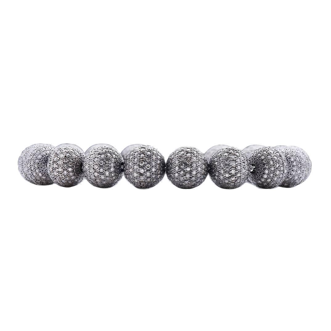 Pulsera Pavé Diamond Ball de oro blanco de 14k