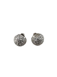 14K White Gold Pave Diamond Dome Stud Earrings #25440