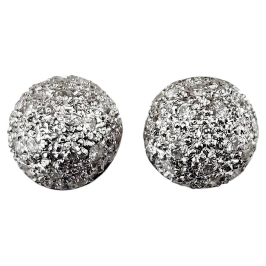14K White Gold Pave Diamond Dome Stud Earrings #25440