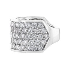 14K White Gold Pave' Diamond Half Dome Ring, 9.44 Carat