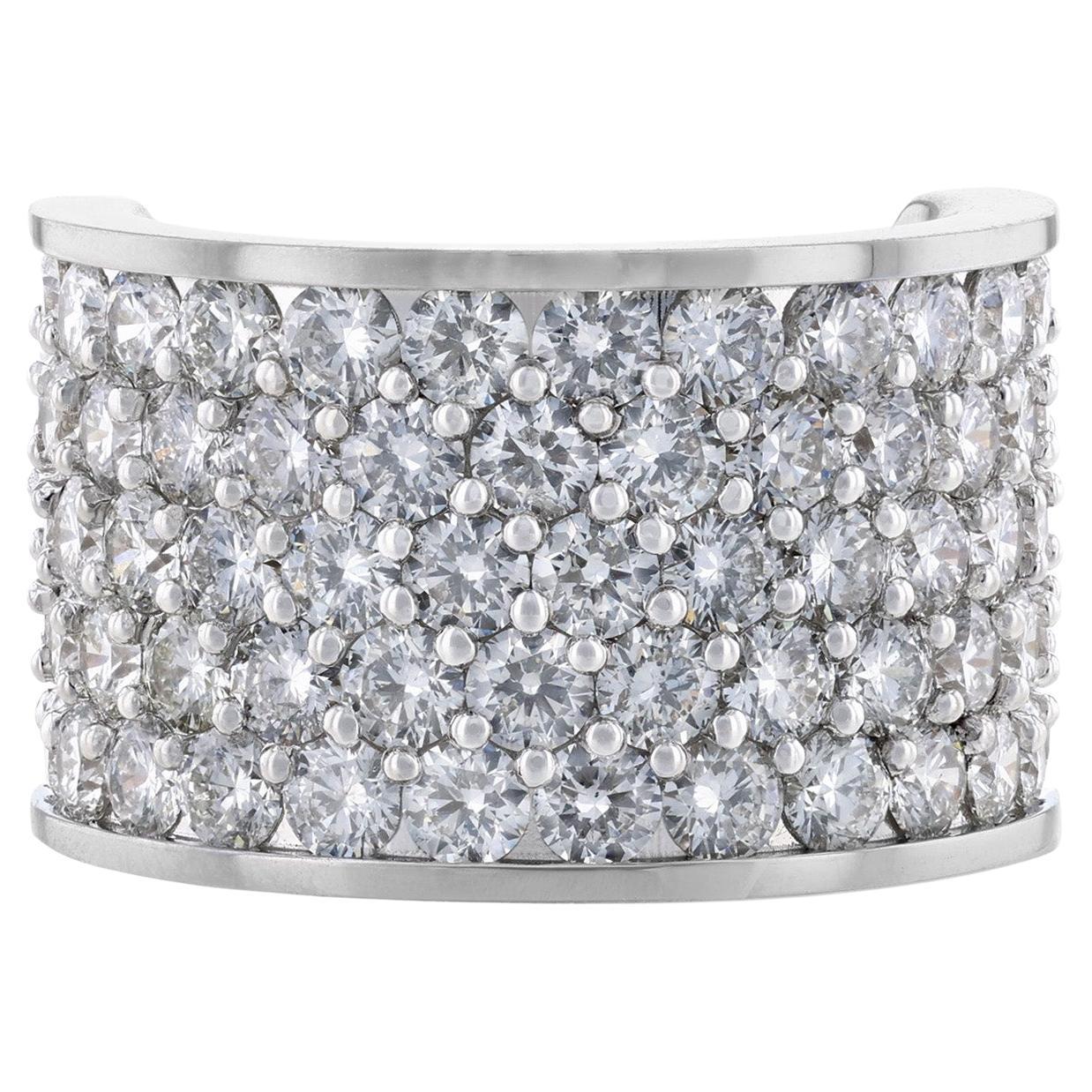 14K White Gold Pave' Diamond Half Dome Ring, 9.44 Carat For Sale
