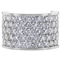 Retro 14K White Gold Pave' Diamond Half Dome Ring, 9.44 Carat