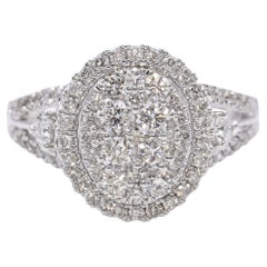14K White Gold Pavé Diamond Halo Ring