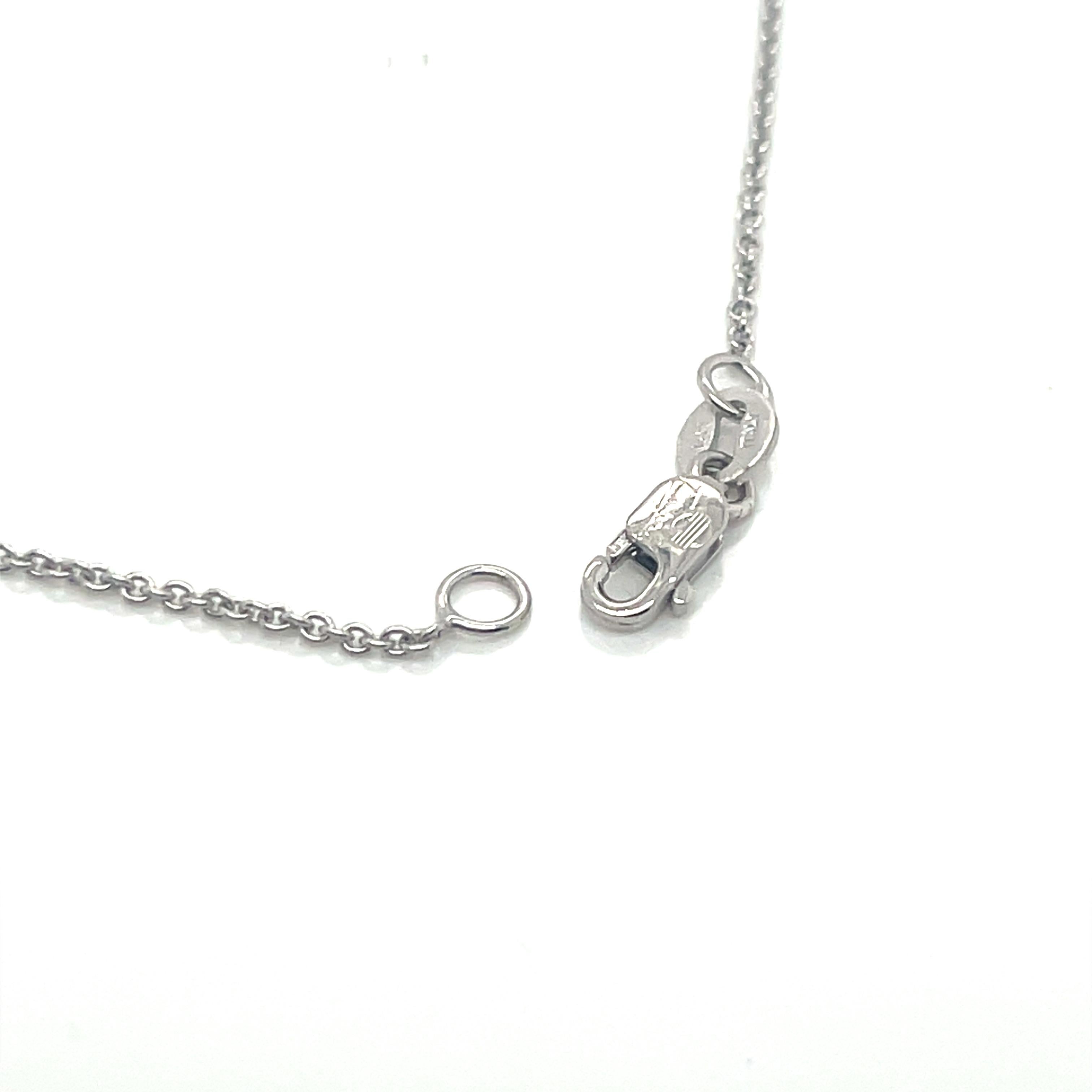 Women's 14K White Gold Pave Diamond Heart Pendant Necklace For Sale