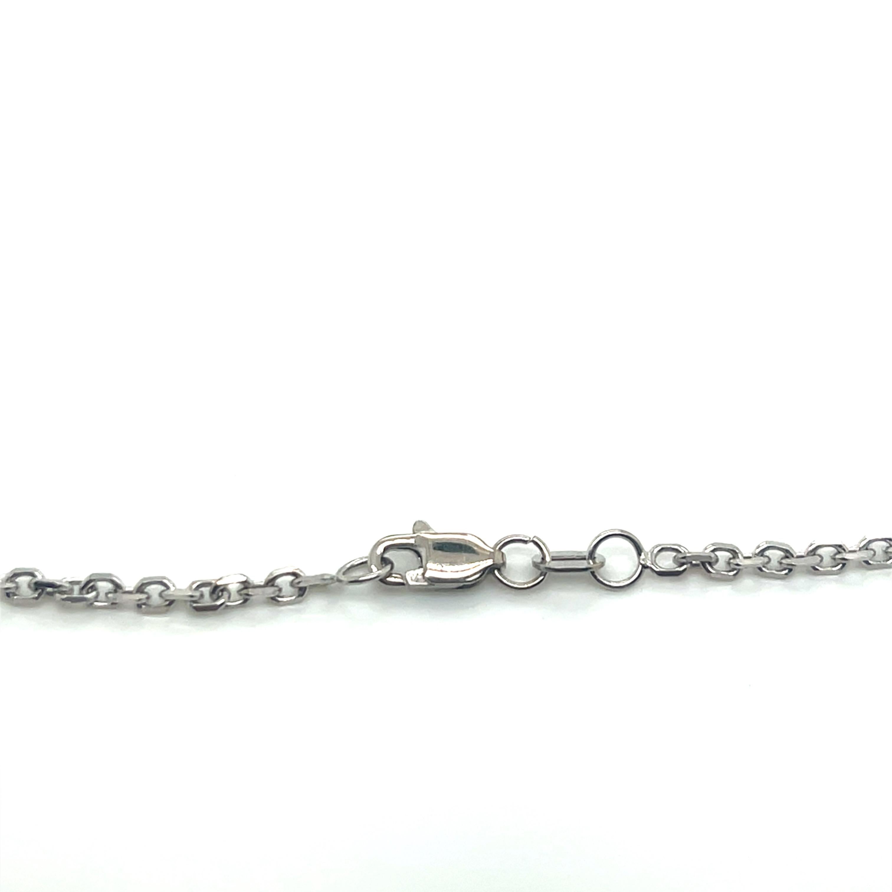 Collana con ciondolo a cuore con diamanti pavé in oro bianco 14K in vendita 1