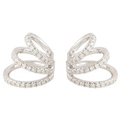 Orecchini a cerchio con pavé di diamanti in oro bianco 14k