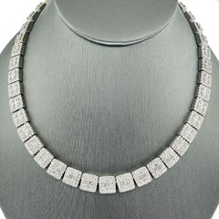Collana in oro bianco 14k con pavé di diamanti, circa 33CTW