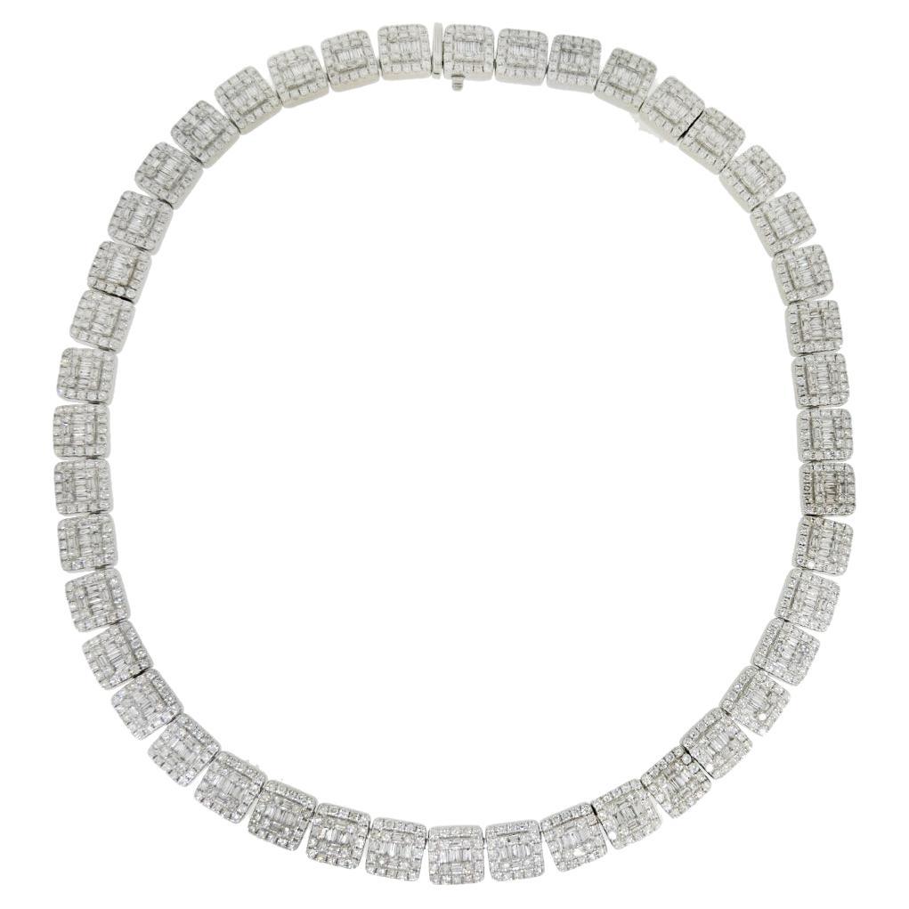 14k Weißgold Pavé-Diamant-Halskette ca. 33CTW