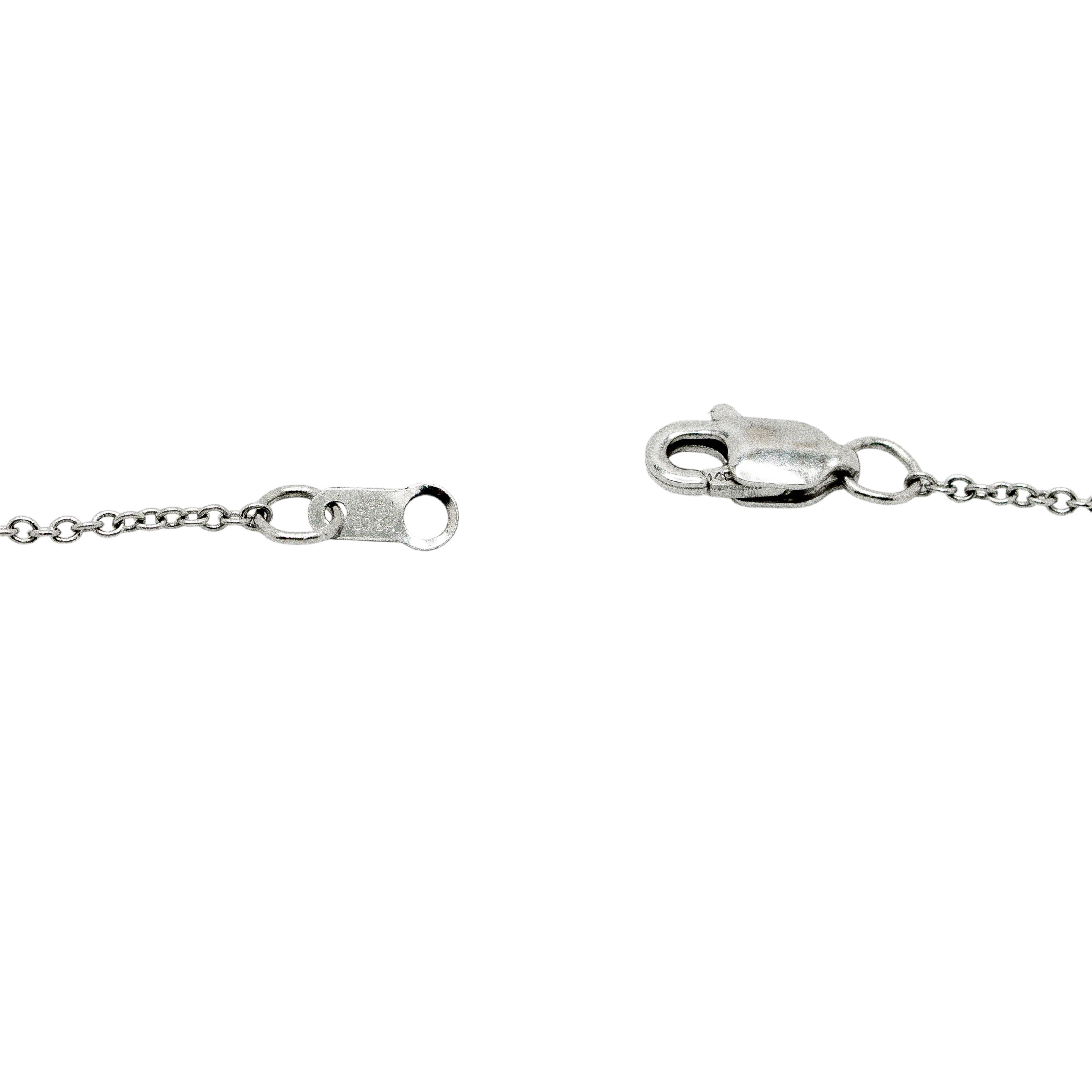 da uomo o donna Collana con ciondolo rettangolare con pavé di diamanti in oro bianco 14K in vendita