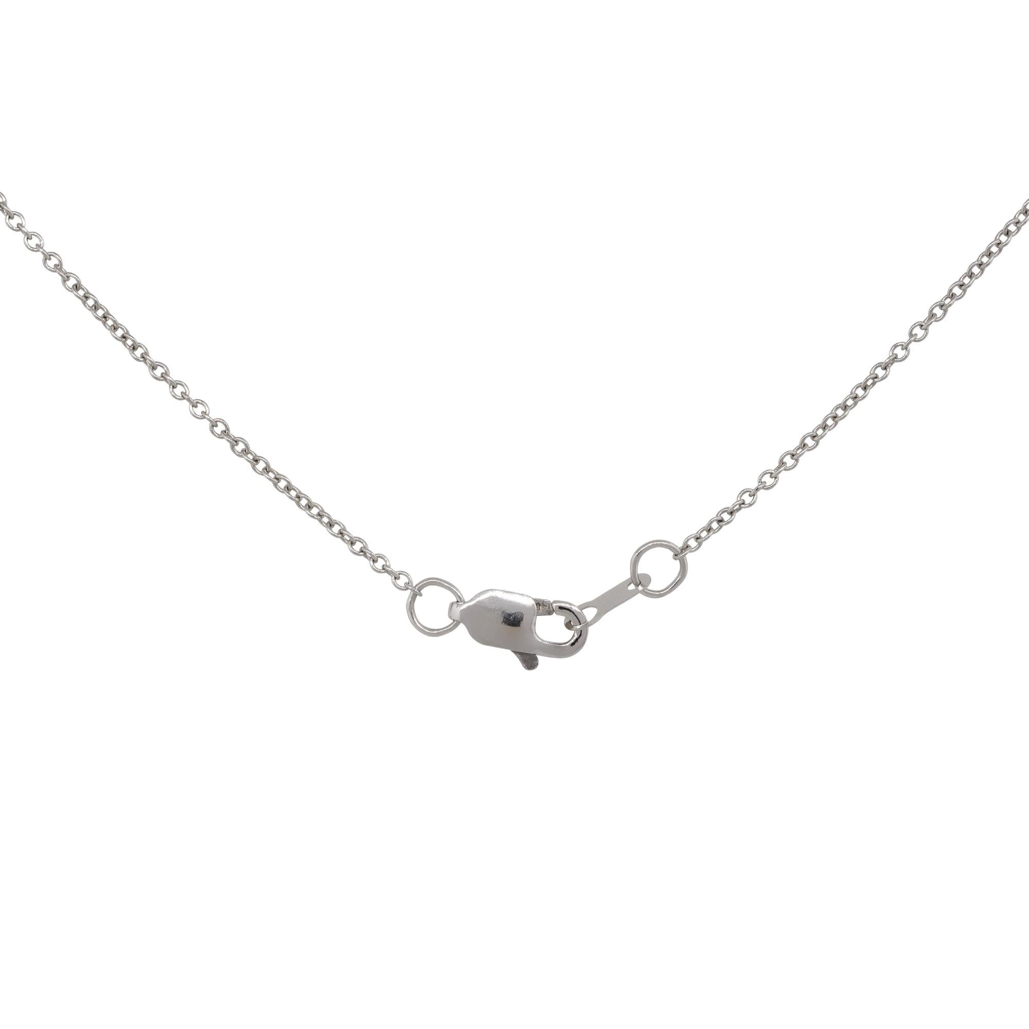 14K White Gold Pavé Diamond Rectangular Clasp Pendant Necklace For Sale 2