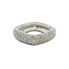 14k White Gold Pave Diamond Square Ring