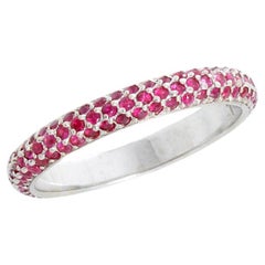 Anillo de oro blanco de 14 quilates con pavé de rubíes Talla 7
