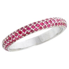 14K White Gold Pave Ruby Band Size 7