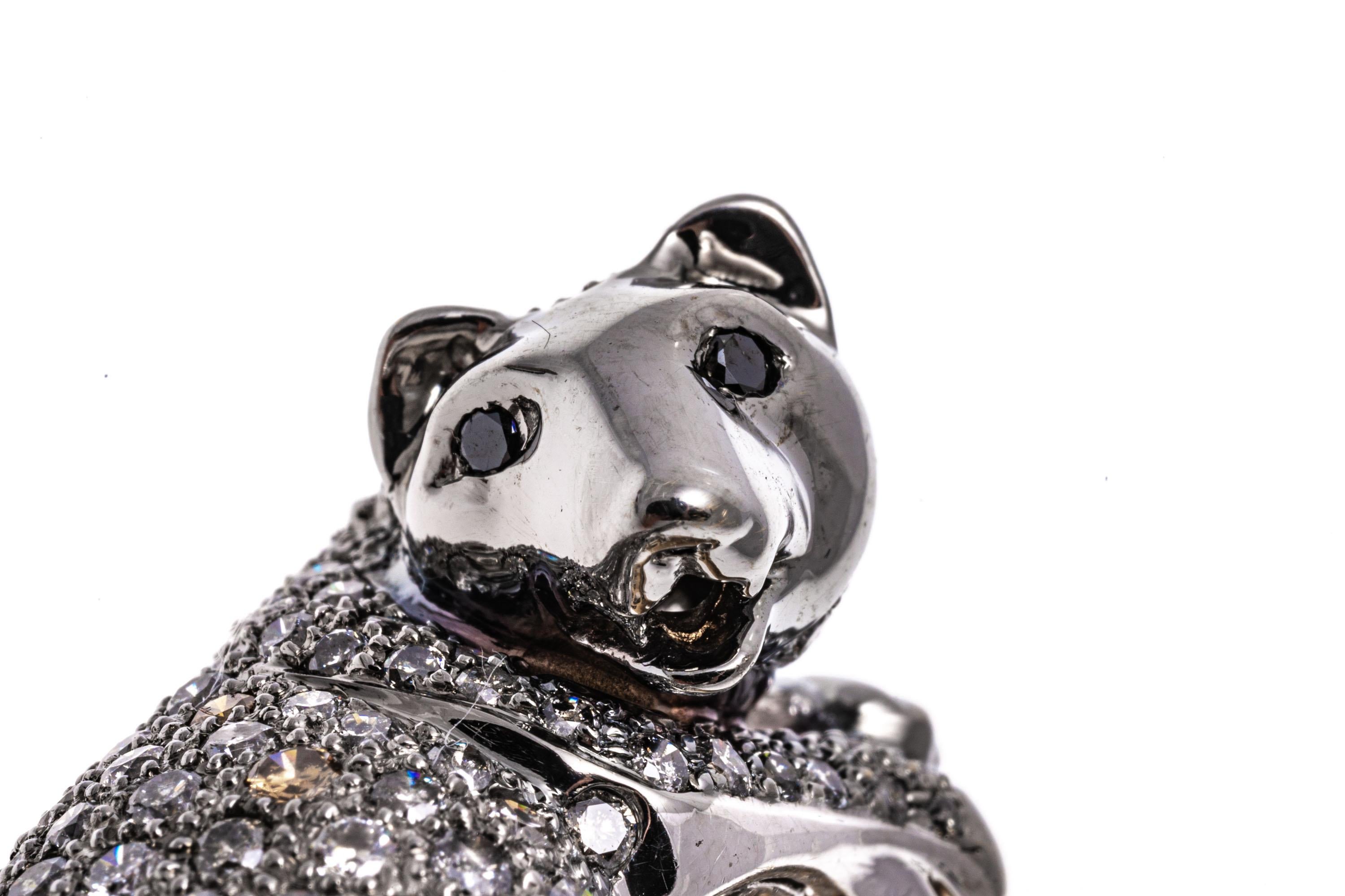 Women's 14k White Gold Pave Set Diamond Honey Badger Ring For Sale