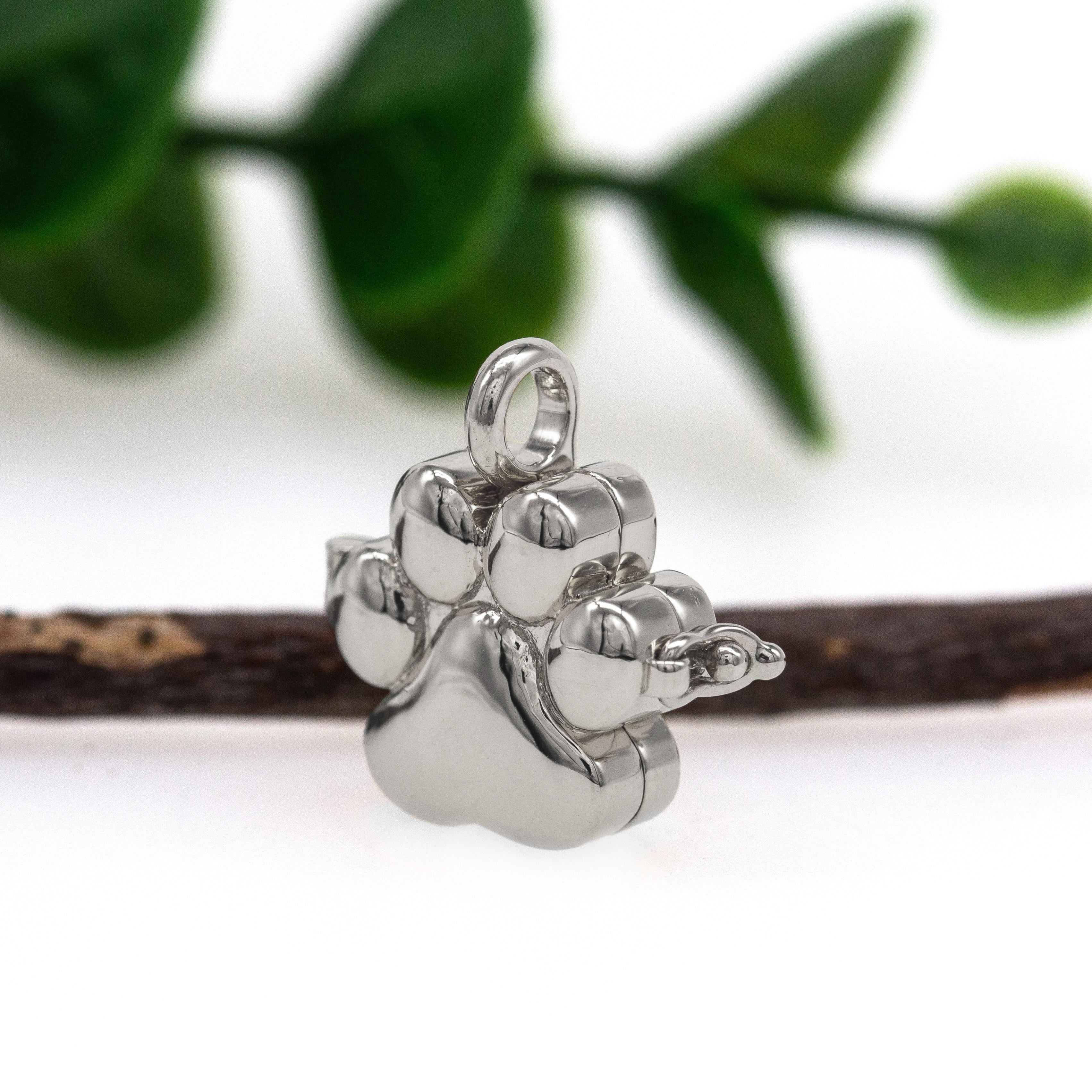 Women's 14K White Gold Paw Print Locket Pendant For Sale
