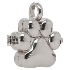 14K White Gold Paw Print Locket Pendant