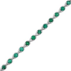 Bracciale in oro bianco 14K con diamante smeraldo e castone a pera, 3,63 carati