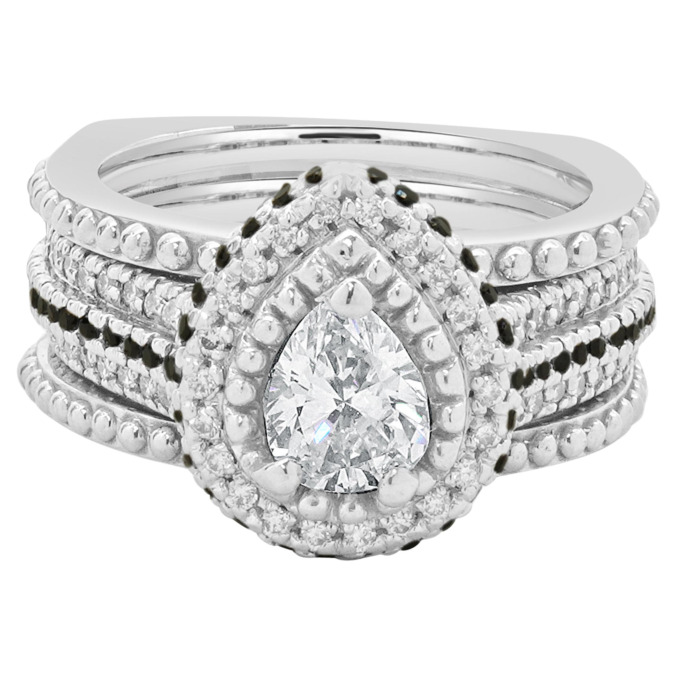 14K White Gold Pear Cut Diamond Engagement Ring