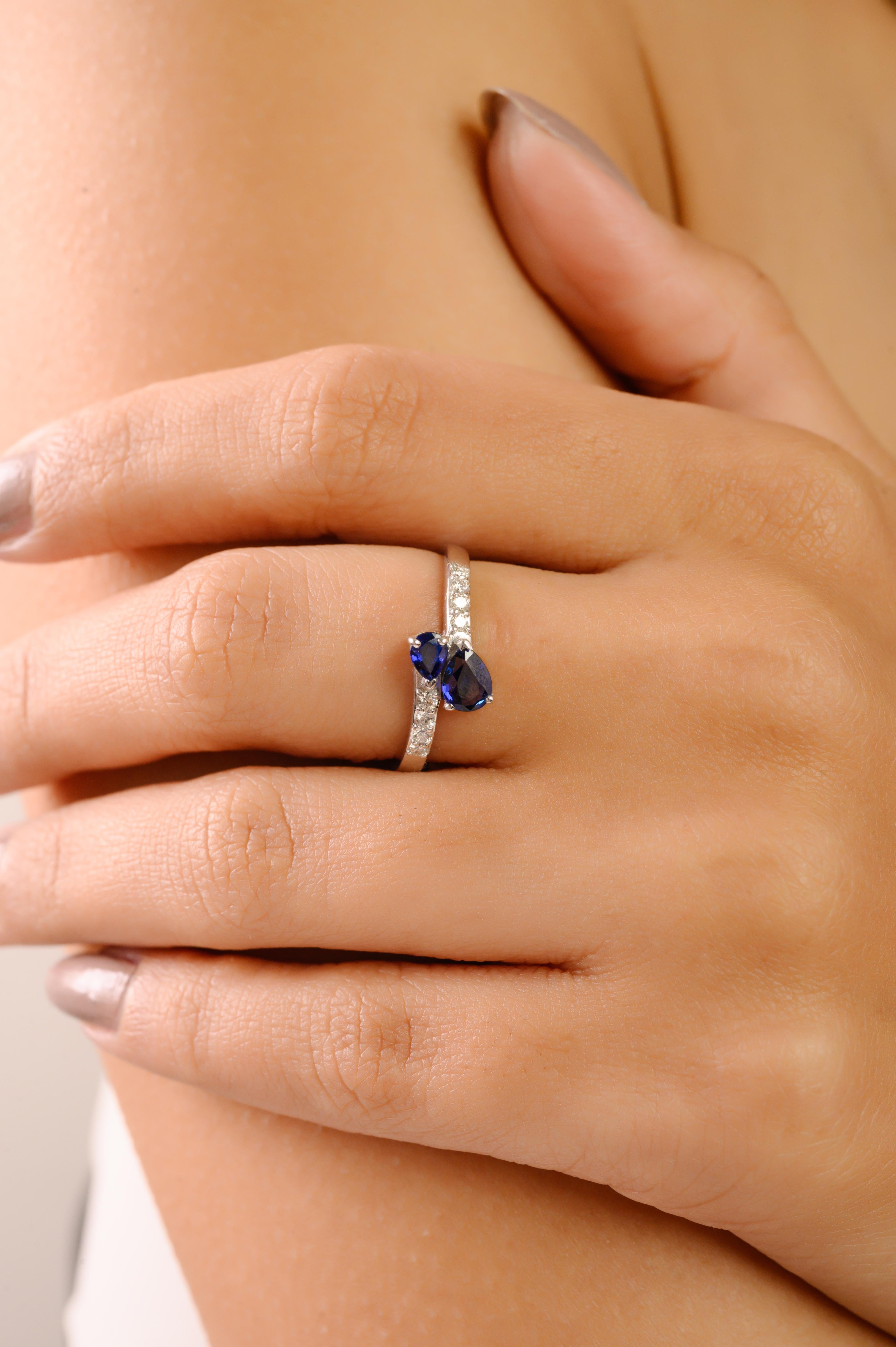 in vendita:  Anello bypass con zaffiro blu naturale e diamante in oro bianco 14K 4