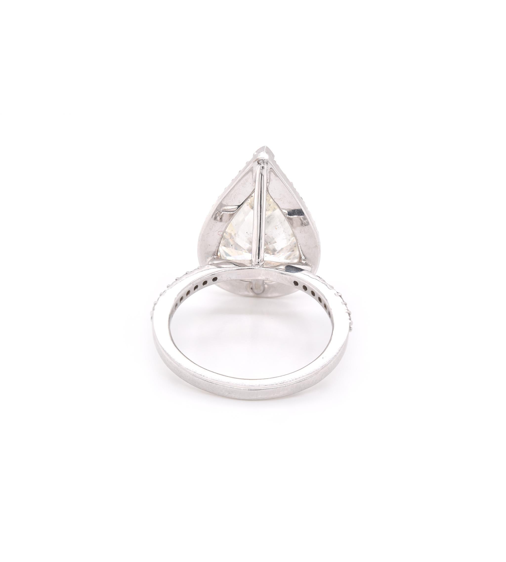 Pear Cut 14 Karat White Gold Pear Diamond Engagement Ring For Sale