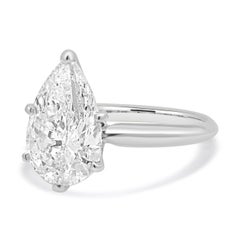 14K White Gold Pear Diamond Solitaire Engagement Ring