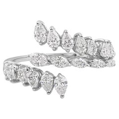 Alianza de oro blanco de 14k Marquesa de pera SI/H Diamante natural en espiral