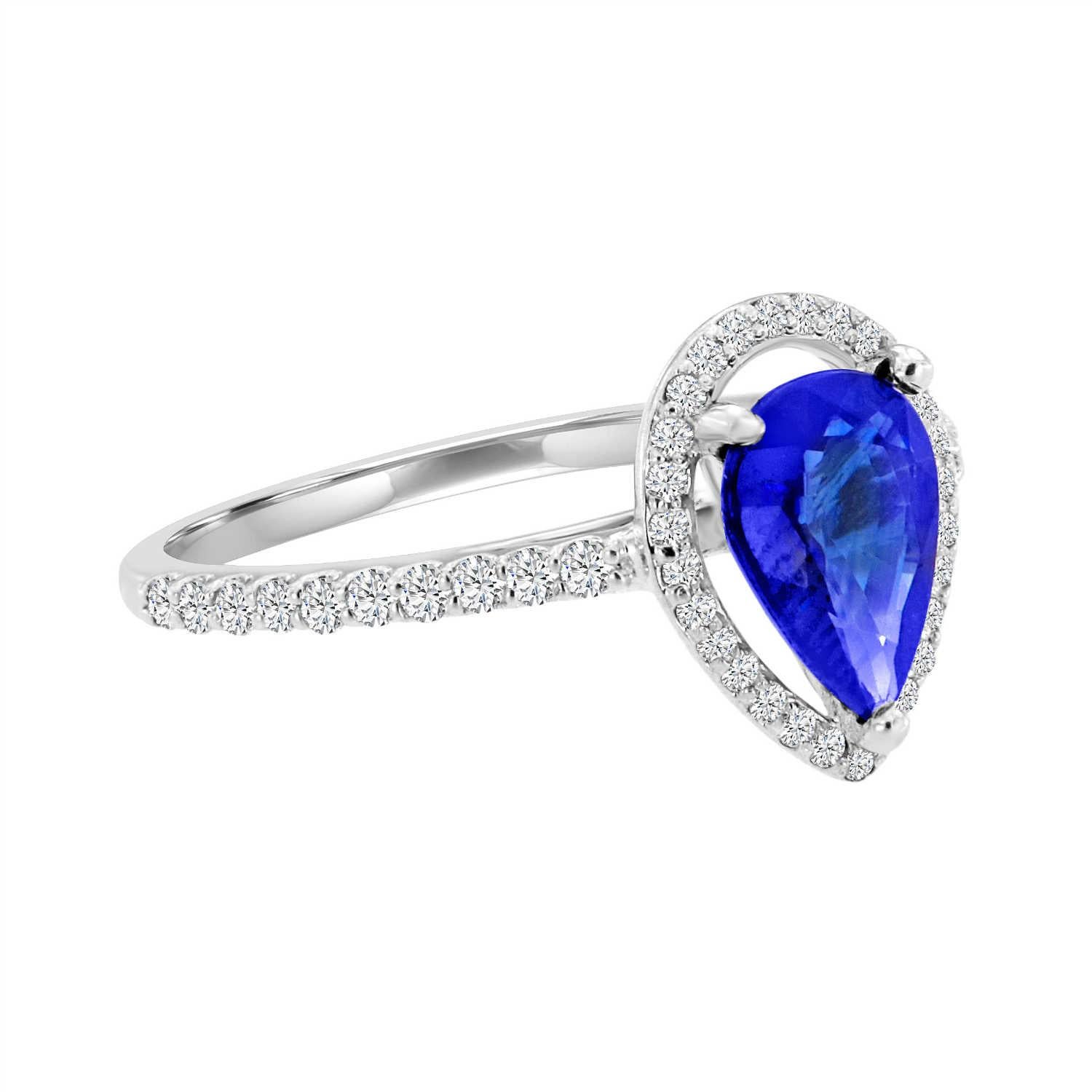 pear sapphire halo ring