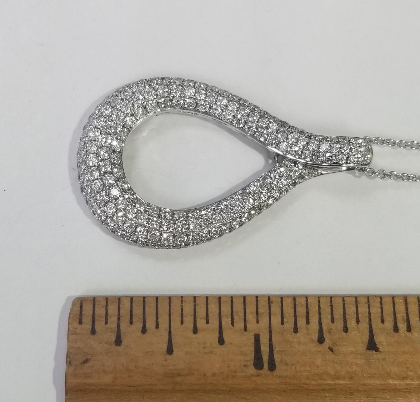 14 Karat White Gold Pear Shape Micro Pavé Set Diamond Pendant 3
