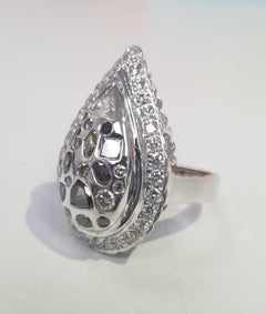 14 Karat White Gold Pear Shape Setting with Natural Brown and White Diamonds