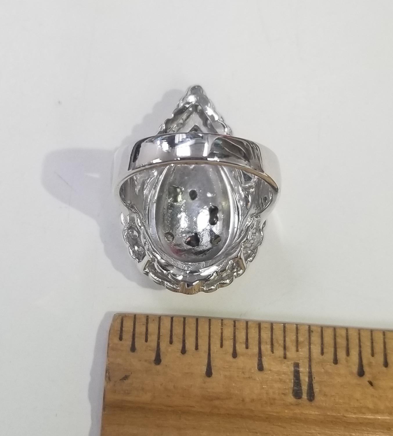 Women's or Men's 14 Karat White Gold Pear Shape Setting with Natural Brown and White Diamonds For Sale