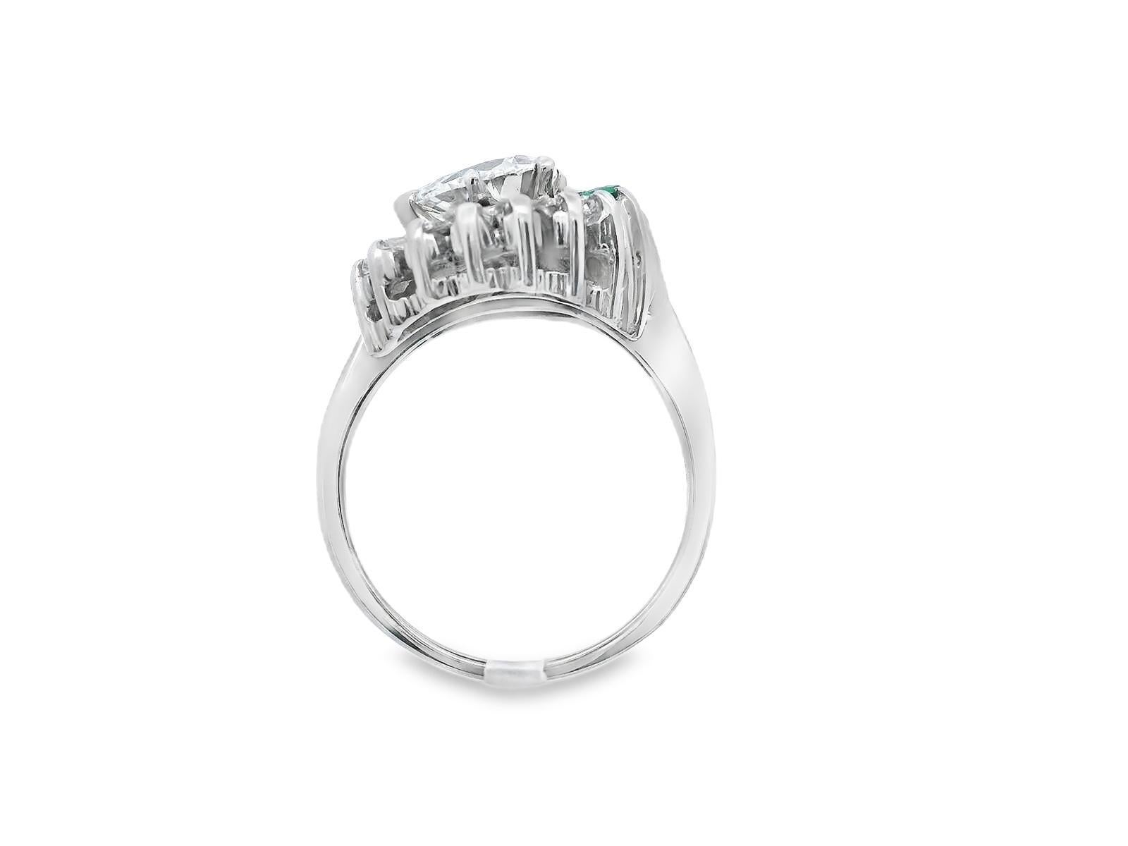 14k Weißgold Birnenförmiger Diamant- und Smaragdring mit GIA-Bericht im Angebot 4
