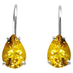 14k White Gold Pear Shaped Gemstone Earrings Dangle Earrings