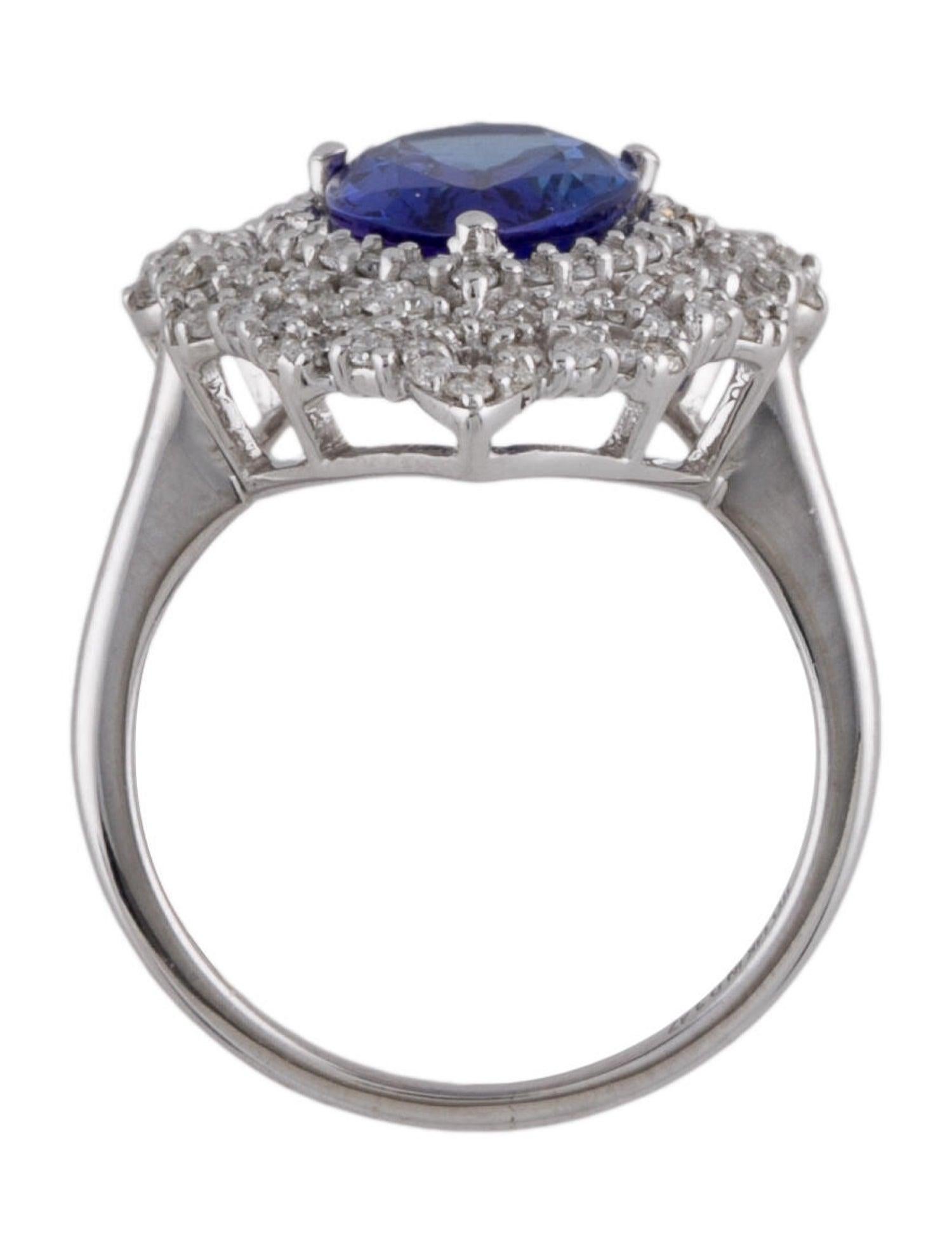 Women's 14K White Gold Pear Shaped Tanzanite & Diamond Cocktail Ring, 2.48ct For Sale