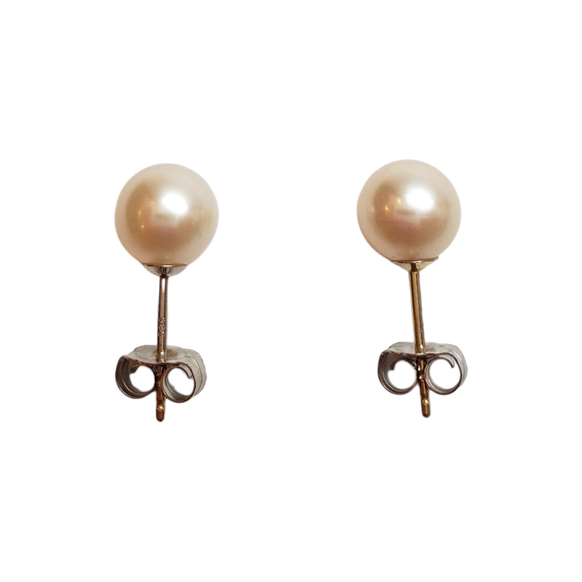 Taglio rotondo Orecchini con perle in oro bianco 14K #17741 in vendita