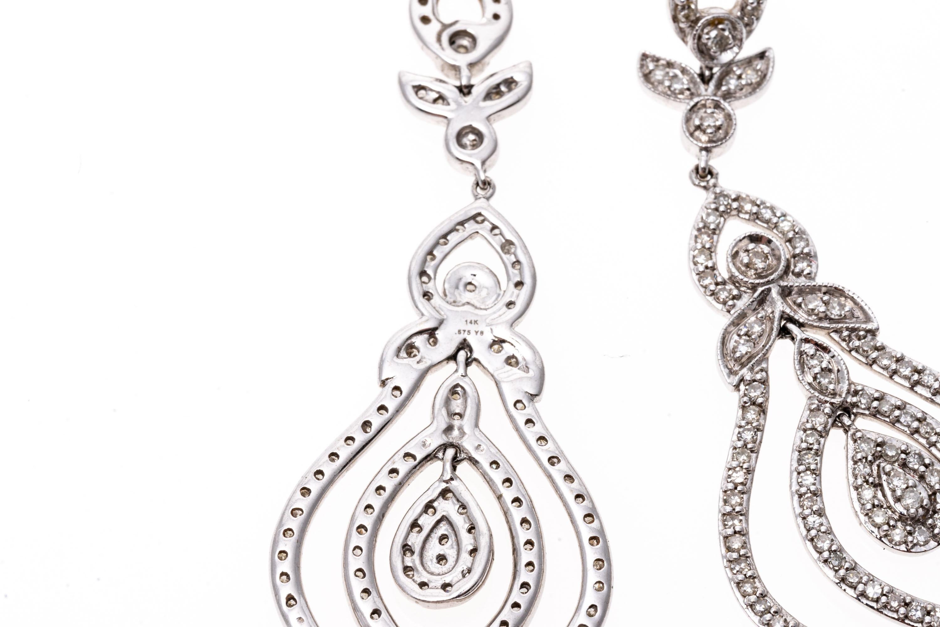 Women's 14k White Gold Pendant Earrings Set with Brilliant Diamonds For Sale