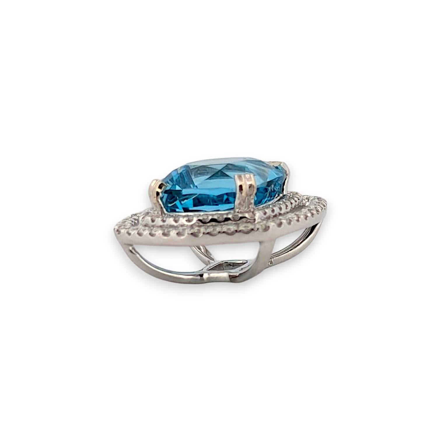 Art Déco Ciondolo Lyra in oro bianco 14K con acquamarina taglio cuscino 3,00 CT in vendita