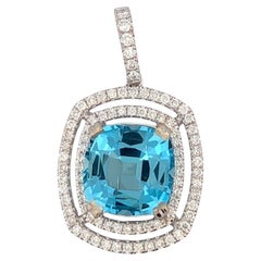 Lyra 14K White Gold Pendant With 3.00 CT Cushion Cut Aquamarine