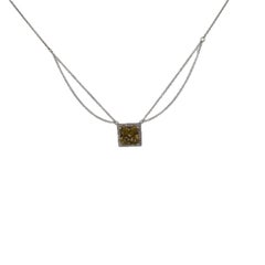 14K White Gold Peridot and Diamond Square Necklace White Gold